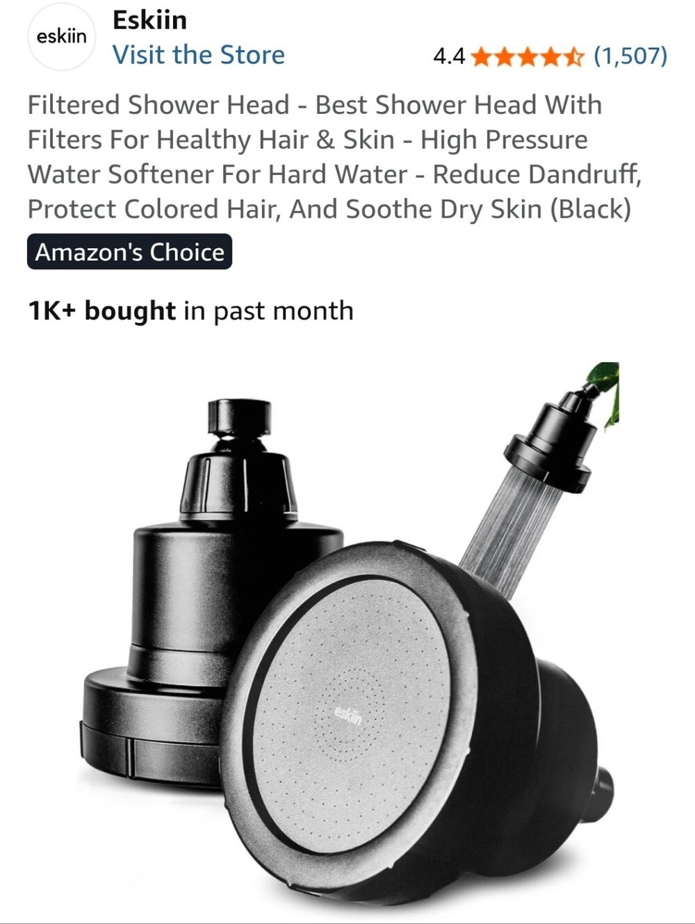 Eskiin Filtered Shower Head - Black - New In Box - Picture 2 of 2
